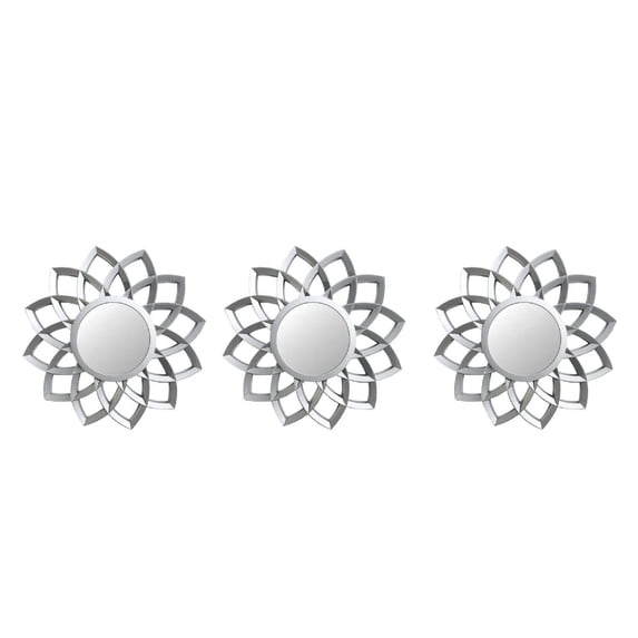 Northlight Set of 3 Matte Silver Arched Floral Mirrors Wall Decor 10"