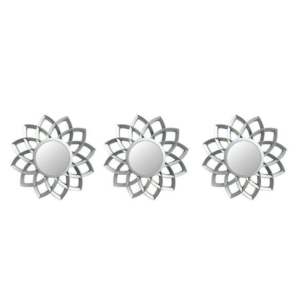 Northlight Set of 3 Matte Silver Arched Floral Mirrors Wall Decor 10"