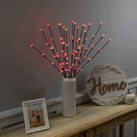 Northlight Pre-Lit Cherry Blossom Artificial Tree Branches - 2.5' - Red LED Lights - Set of 3