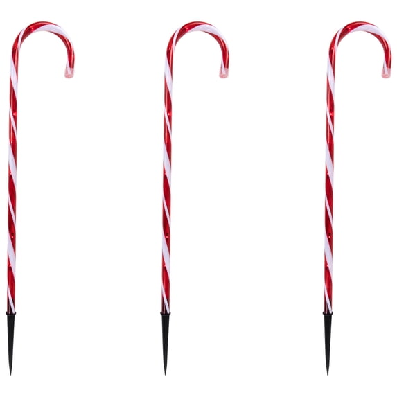Northlight Lighted Twinkle Candy Cane Christmas Outdoor Pathway Markers - 26" - Set of 3