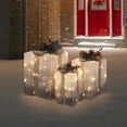 thumbnail image 1 of Northlight Set of 3 Silver Mesh Glittered Gift Boxes Outdoor Decorations, 1 of 6