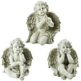 thumbnail image 1 of Northlight Set of 3 Sitting Cherub Angel Outdoor Patio Garden Statues 11" - Ivory, 1 of 2