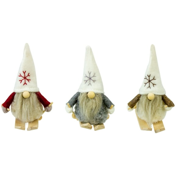 Northlight Set of 3 Skiing Gnomes Christmas Ornaments 4.5"