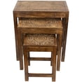 thumbnail image 1 of Northlight Set of 3 Walnut Brown Stackable Mandala Nesting Tables  24", 1 of 5