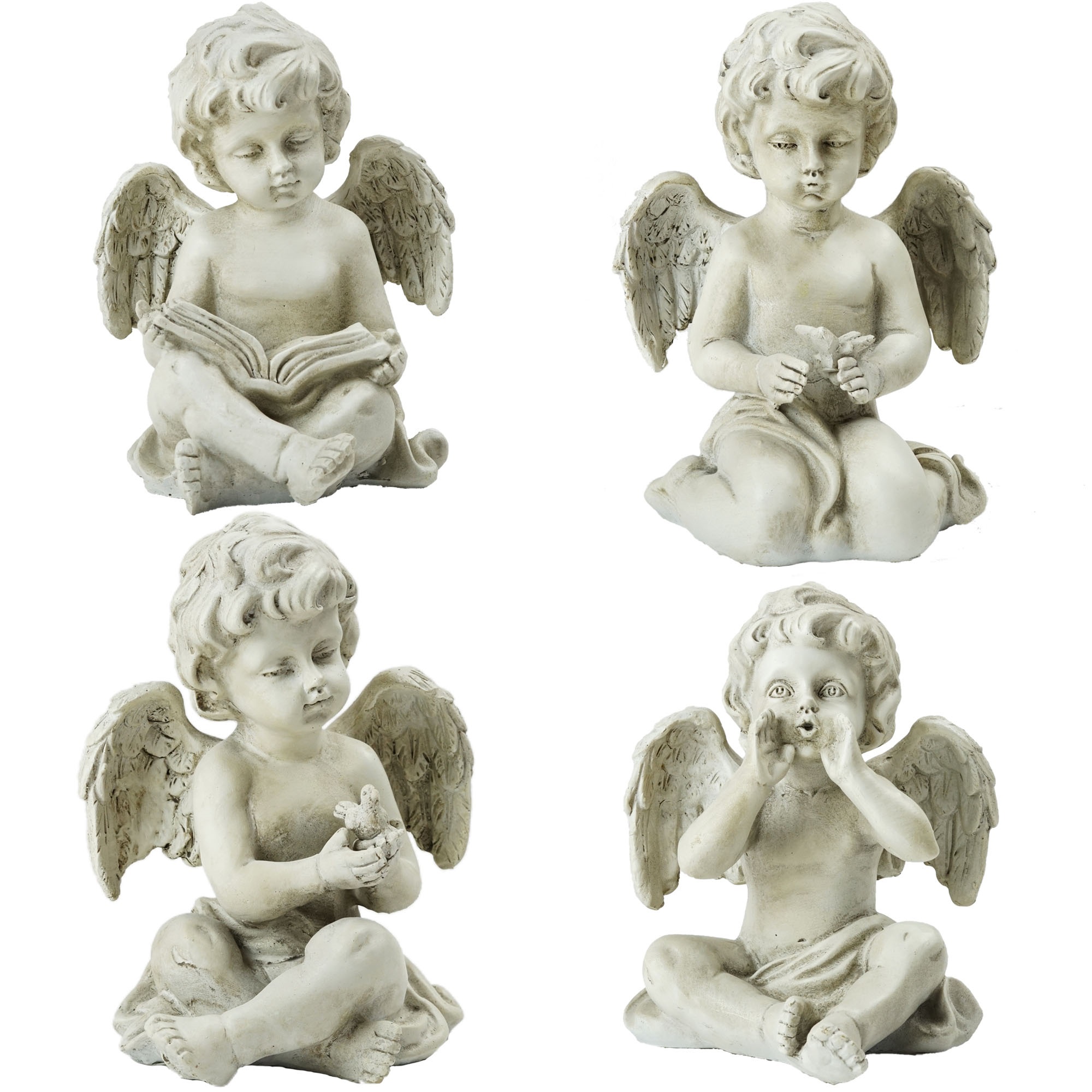 Northlight Set of 4 Decorative Sitting Cherub Angel Outdoor Garden