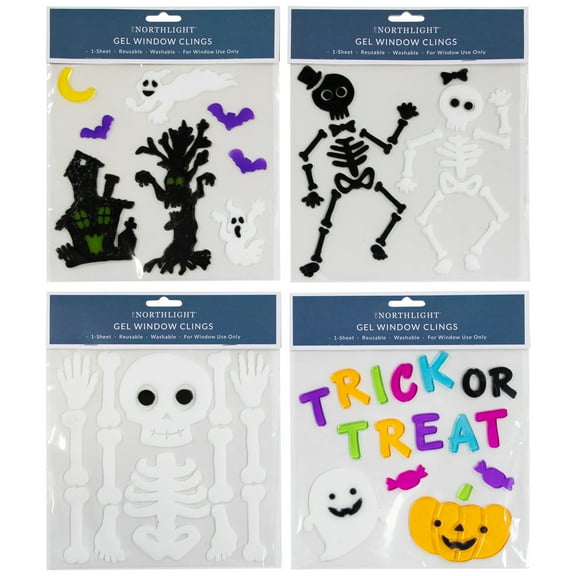 Northlight Set of 4 Double Sided Halloween Gel Window Clings
