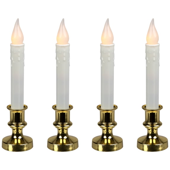 Northlight Set of 4 LED Flickering Window Christmas Candle Lamp with Timer 8.5″