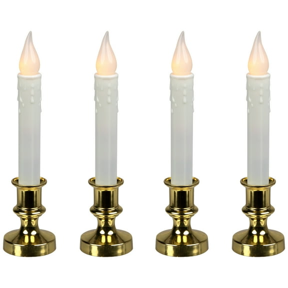 Northlight Set of 4 LED Flickering Window Christmas Candle Lamp with Timer 8.5
