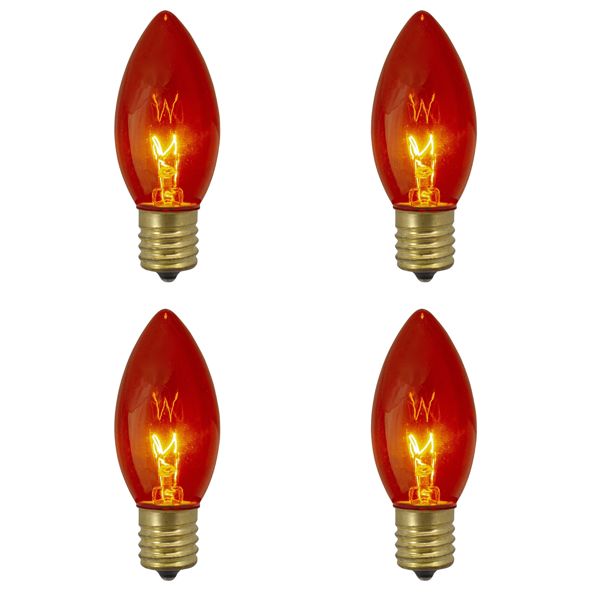 Set of 4 Orange C9 Transparent Christmas Replacement Bulbs - 3"