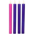 thumbnail image 1 of Northlight Set of 4 Purple and Pink Flickering LED Christmas Advent Wax Taper Candles 9.5", 1 of 6