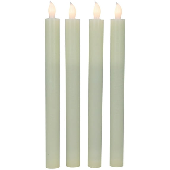 Northlight Set of 4 Solid Cream Flameless LED Constant Wax Taper Candles 9.5"