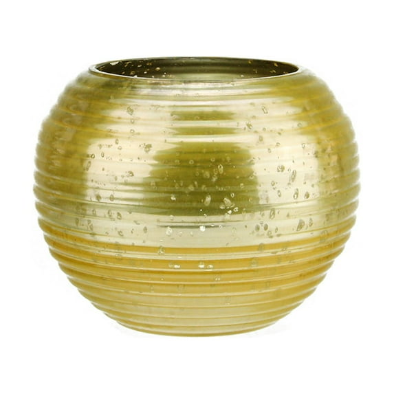 Northlight Set of 4 Yellow and Silver Horizontal Ribbed Mercury Glass Decorative Votive Candle