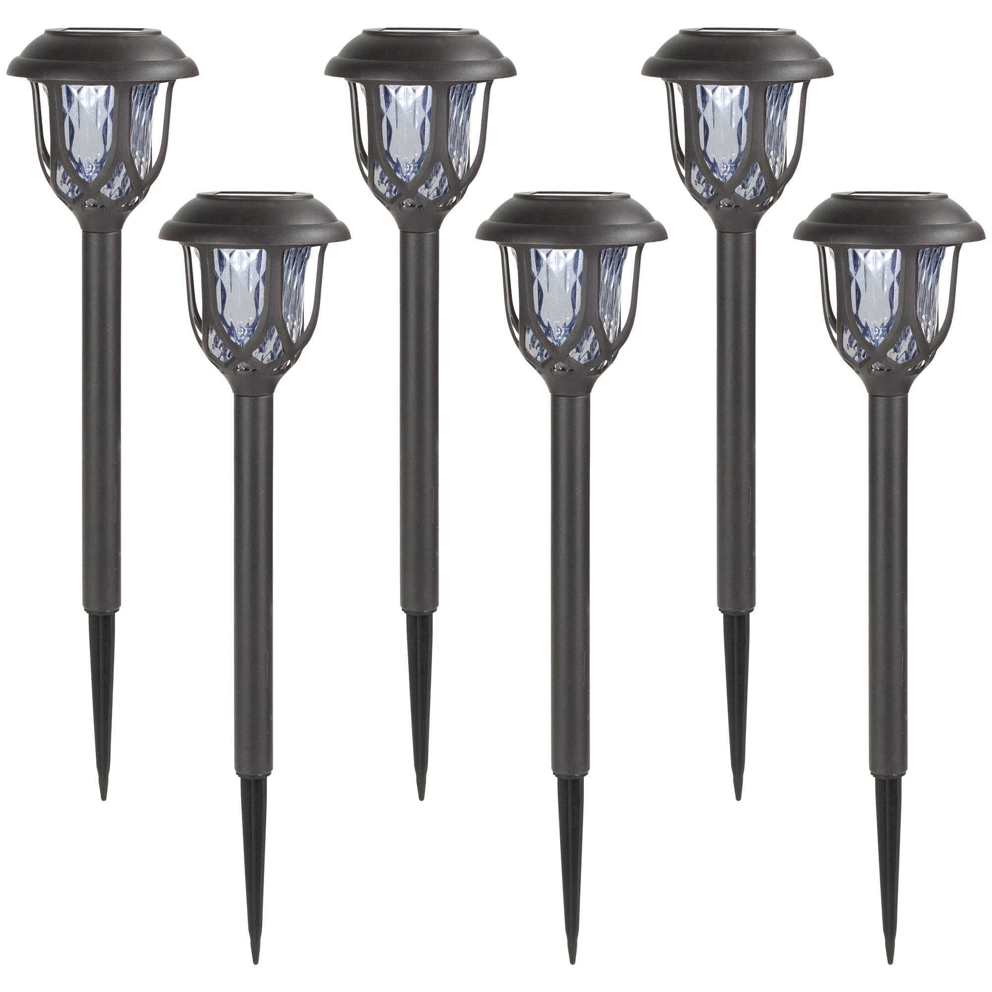 Northlight Set of 6 Black Lantern Style Solar Powered LED Pathway ...