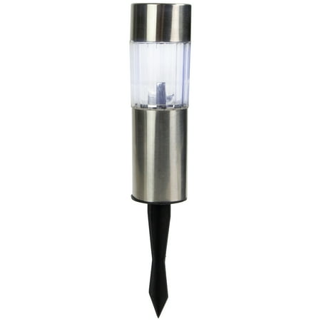 Northlight Set of 6 Solar Powered LED Pathway Markers - 10" - Silver