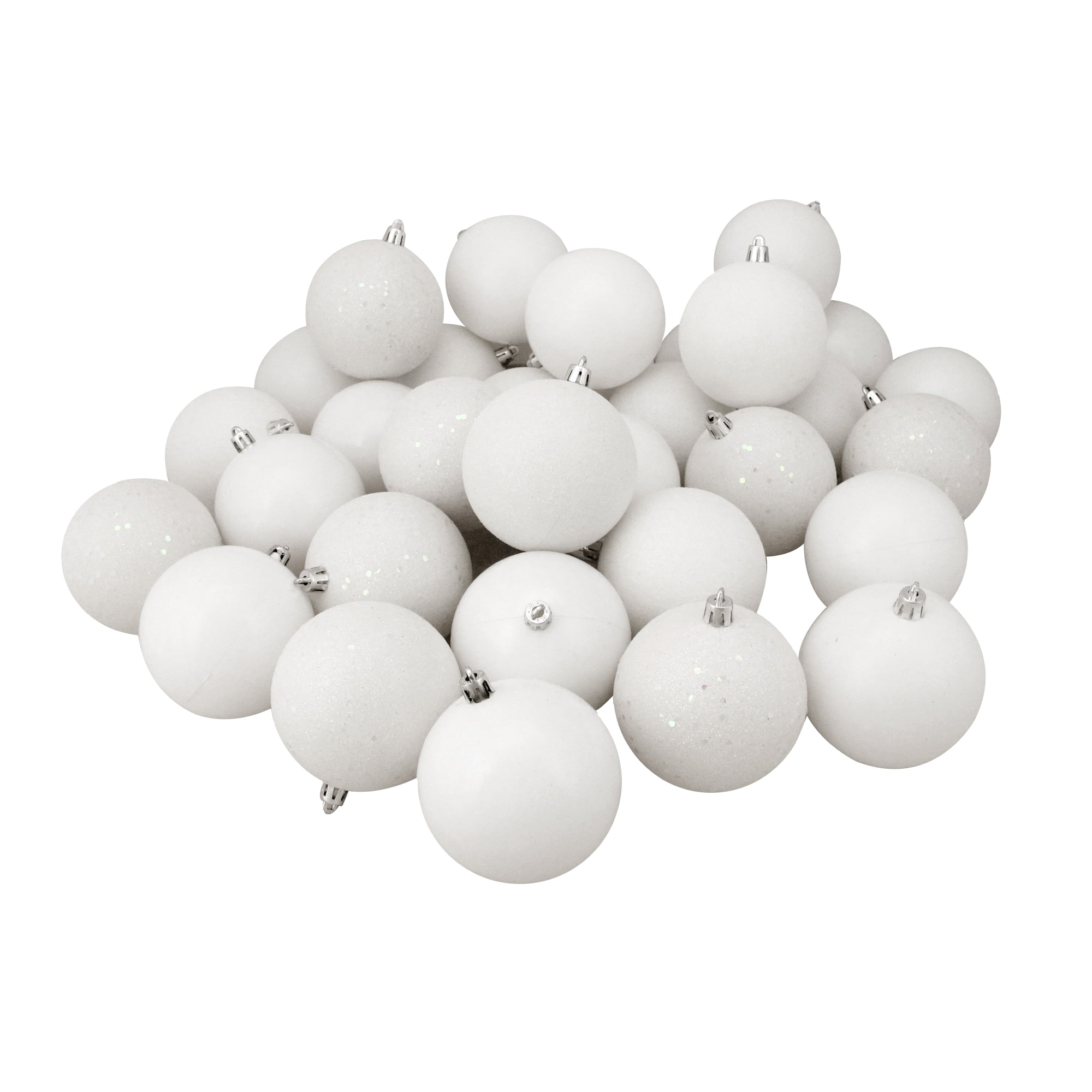 Northlight Shatterproof 4-Finish Christmas Ball Ornaments 2.5" (60mm) - Winter White - 60ct