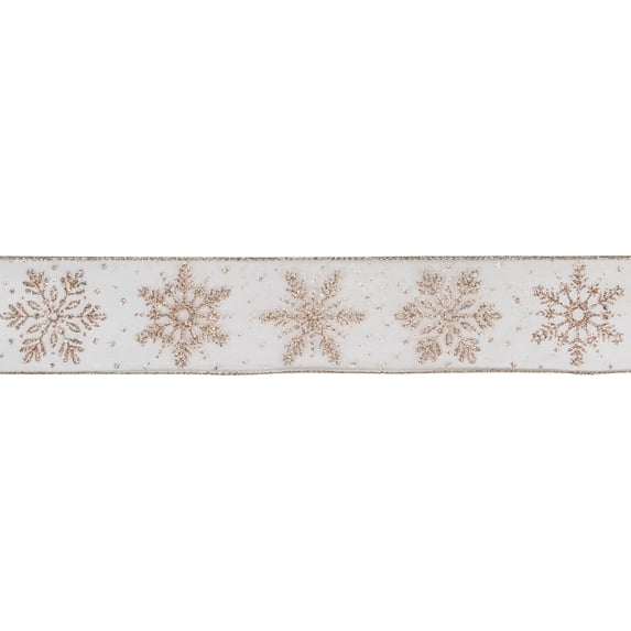 Northlight Sheer Gold Snowflake Christmas Wired Craft Ribbon 2.5" x 10 Yards