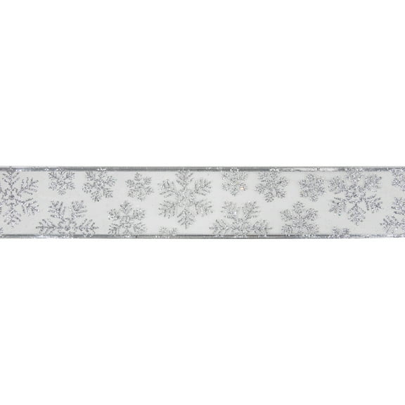 Northlight Sheer Snowflake Christmas Wi Craft Ribbon 2.5" x 10 Yards - 2.5" x 10 Solid Silver