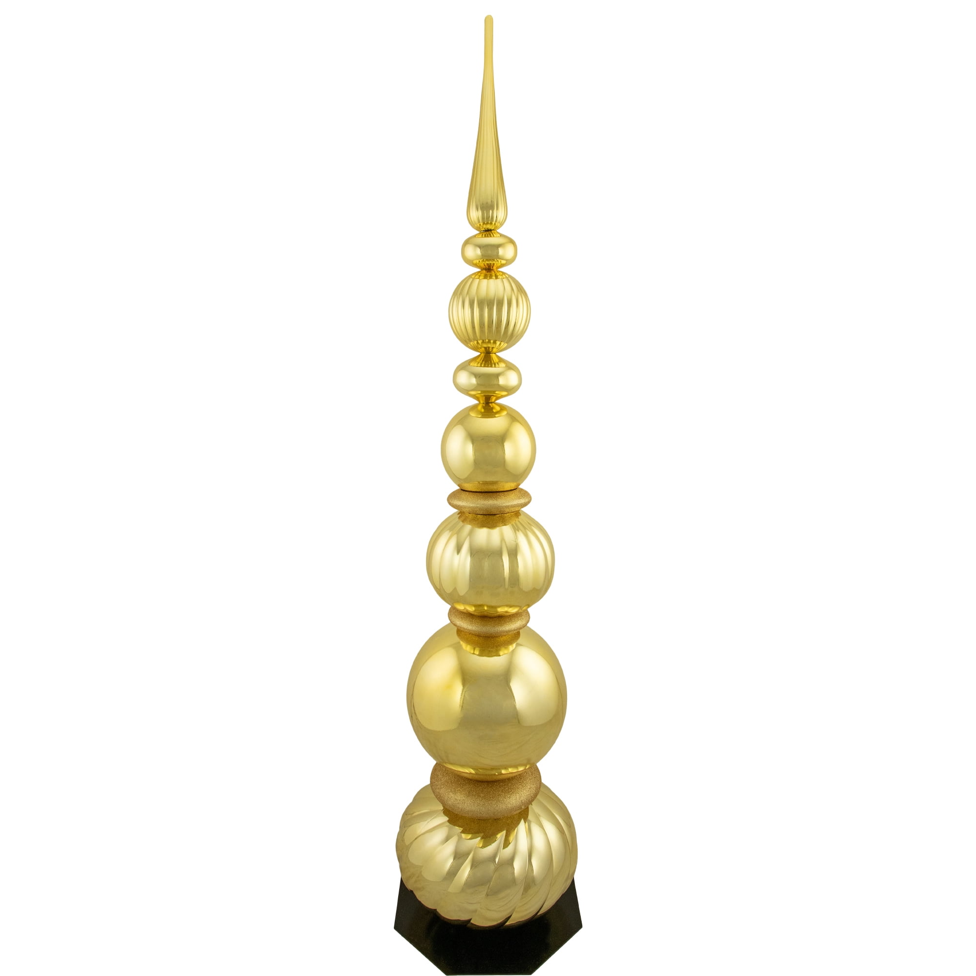 Northlight Shiny Ball Finial Tower Commercial Christmas Decoration - 4.5' - Gold