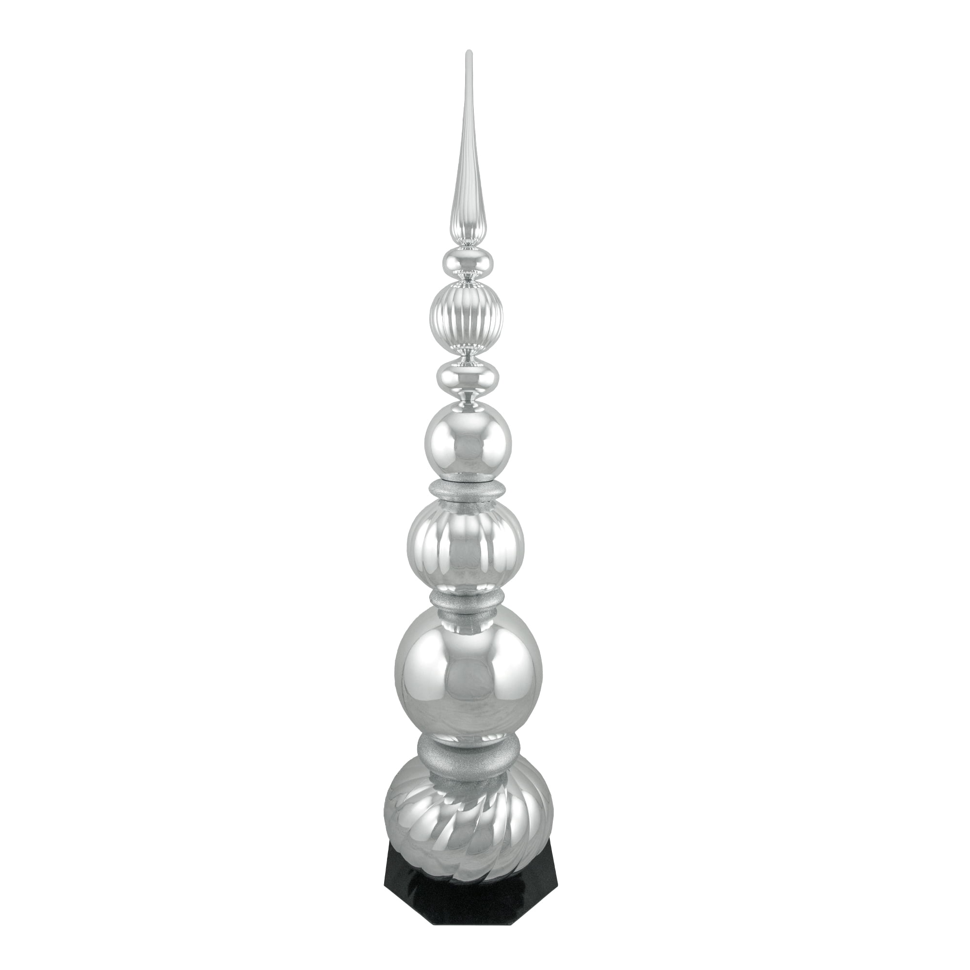 Northlight Shiny Ball Finial Tower Commercial Christmas Decoration - 4.5' - Silver