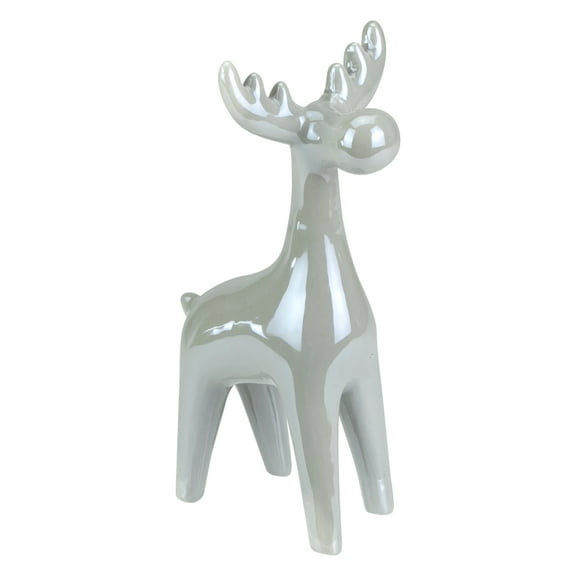 Northlight Shiny Ceramic Reindeer Christmas Figure - 7" - Grey