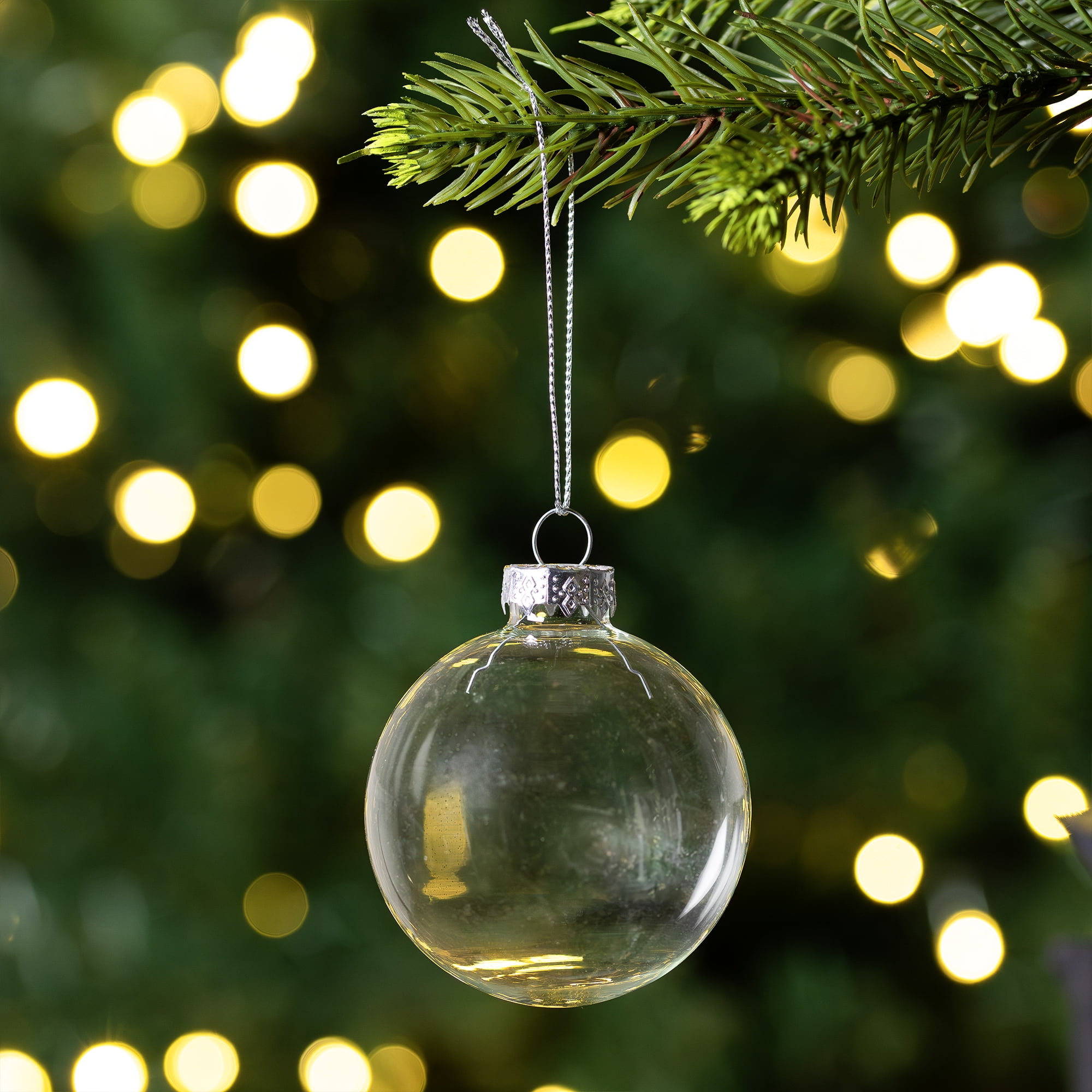 Clear Frosted Glass Christmas Ball Ornament Set