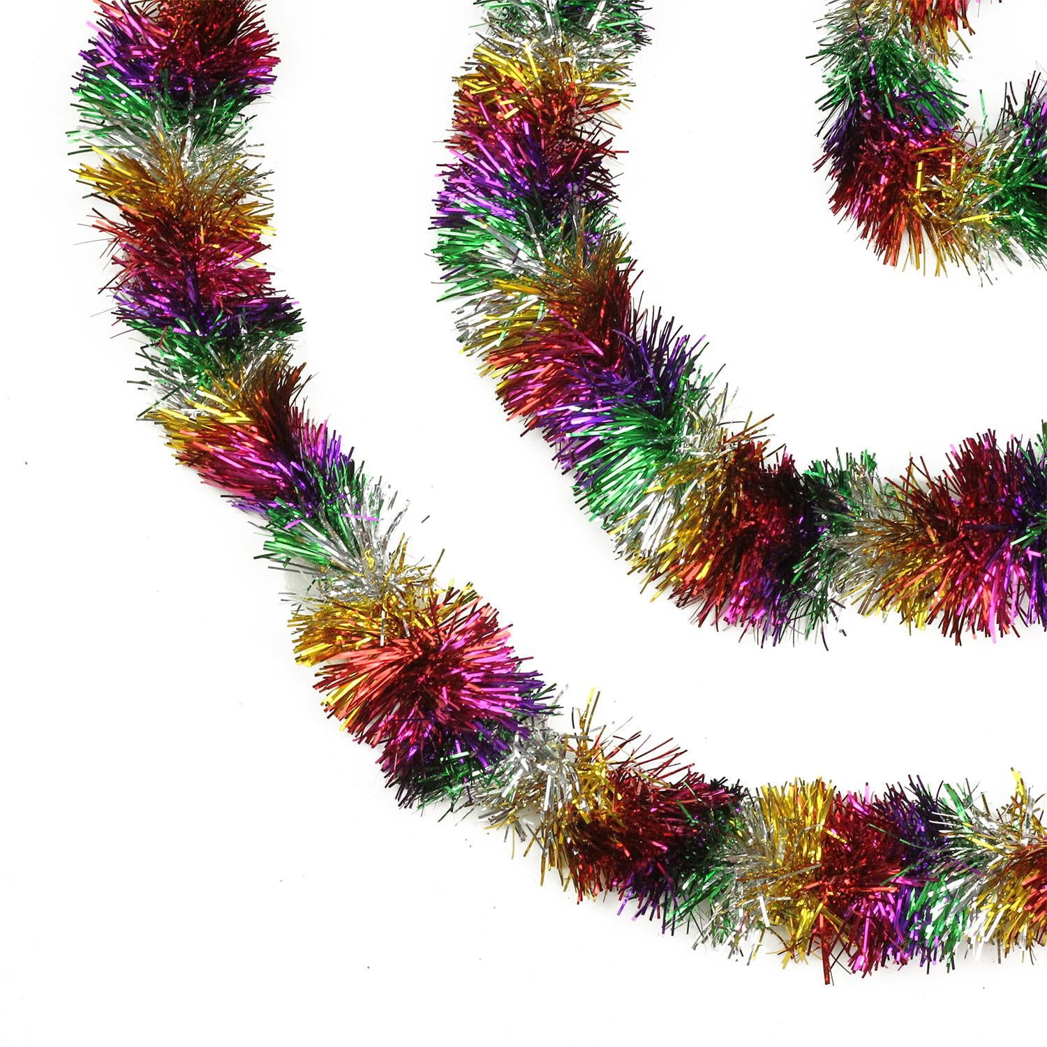 Northlight Shiny Rainbow Flame-Retardant Tarnish-Resistant Tinsel Garland, 50 ft