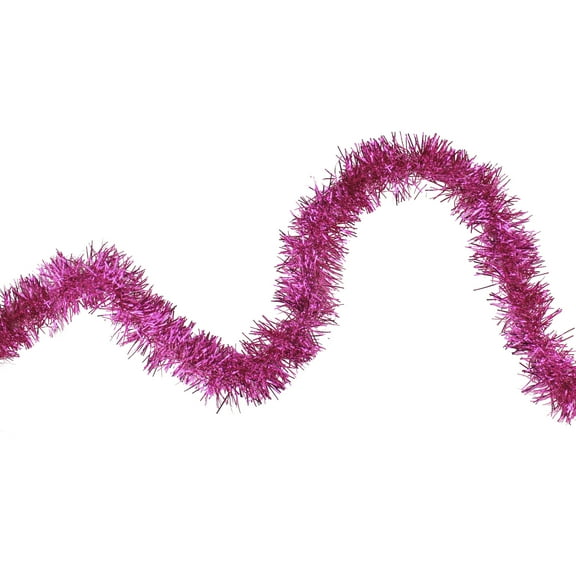 Northlight Shiny Traditional Tinsel Commercial Christmas Garland - 50' x 2" - Pink - Unlit