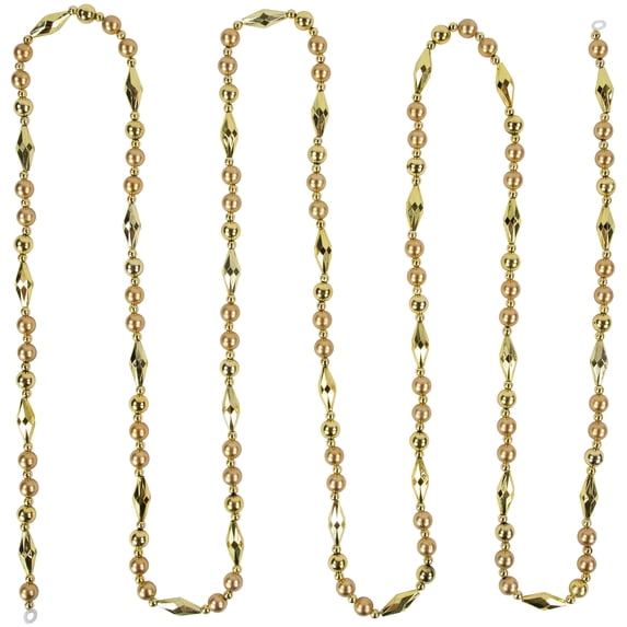 Northlight Shiny and Matte Beaded Christmas Garland - 9' x .5" - Gold - Unlit
