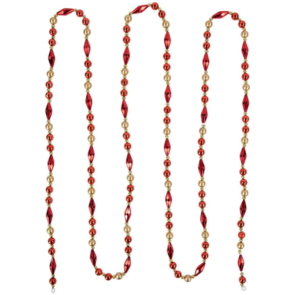 Northlight Shiny and Matte Beaded Christmas Garland - 9' x .5" - Red and Gold - Unlit