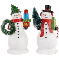 2-Set 8" Northlight Shopping Snowmen Couple with Presents Christmas Figurines