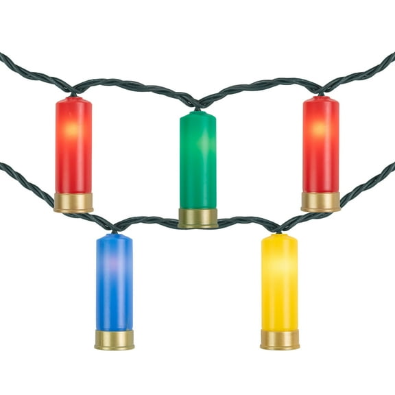 Northlight Faux Shotgun Shell Patio Light Set - Multi-Color -  7.5' Green Wire - 10ct