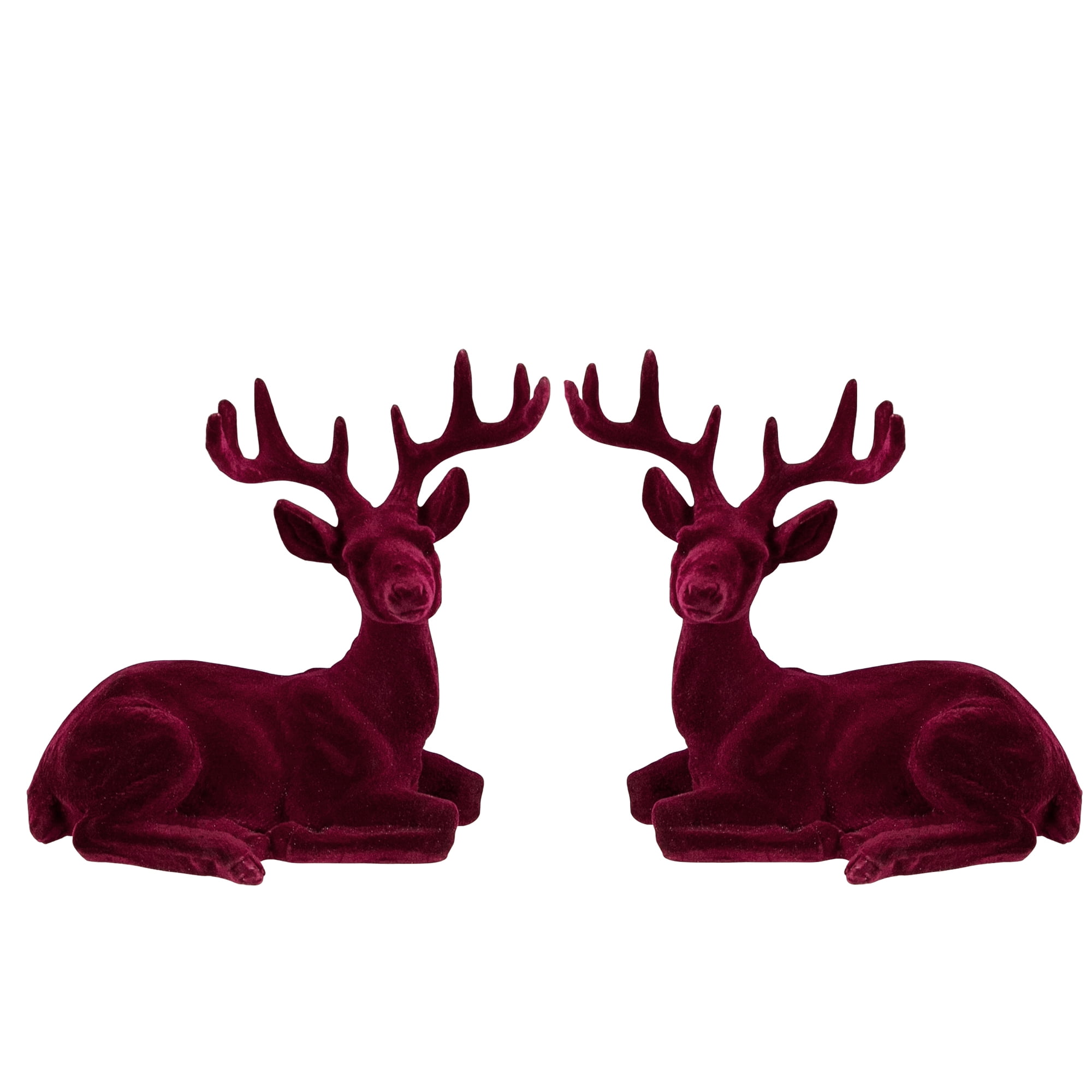 Northlight Sitting Reindeer Christmas Figures - 7" - Burgundy - Set of 2
