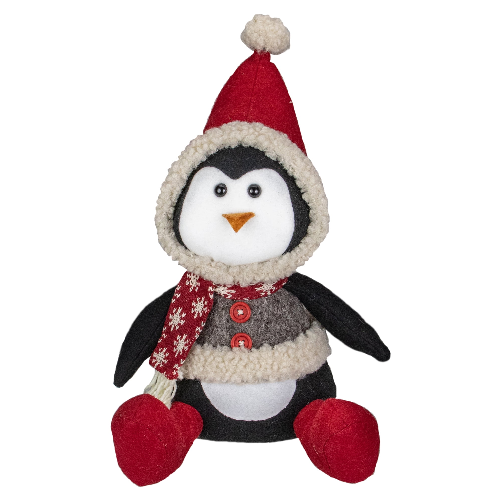 Northlight Sitting Winter Penguin Christmas Figure - 15" Red, White, and Black
