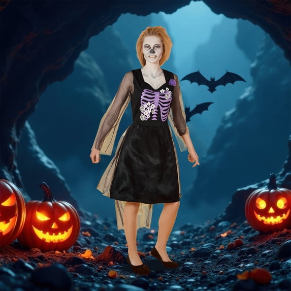 Northlight Skeleton Bride Adult Women's Dress Halloween Costume - Large