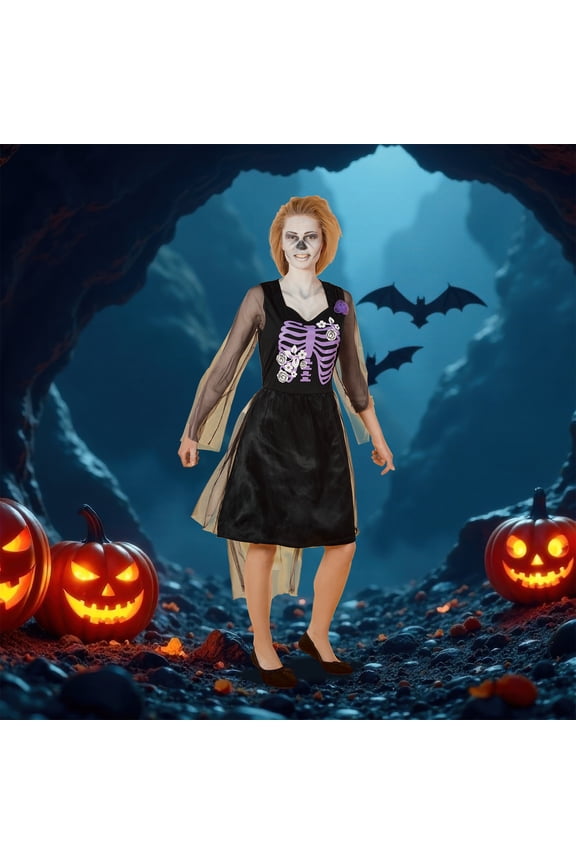 Skeleton Bride Adult Women's Dress Halloween Costume - Large