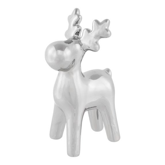 Northlight Sleek Ceramic Standing Moose Christmas Figurine - 7" - Silver Finish