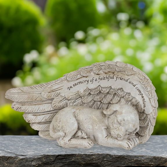 Northlight Sleeping Angel Dog Memorial Outdoor Garden Statue - 7"