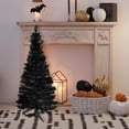 thumbnail image 1 of Northlight Slim Tinsel Artificial Halloween Tree - 4' - Black - Unlit, 1 of 8