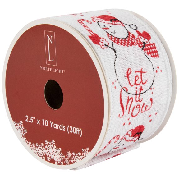 Northlight Snowman "Let It Snow" Wired Craft Christmas Ribbon 2.5" x 10 Yards