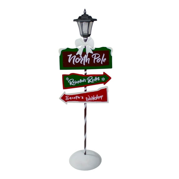 Northlight Solar-Powered North Pole Light Up Lantern Post Christmas Sign - 49.75"
