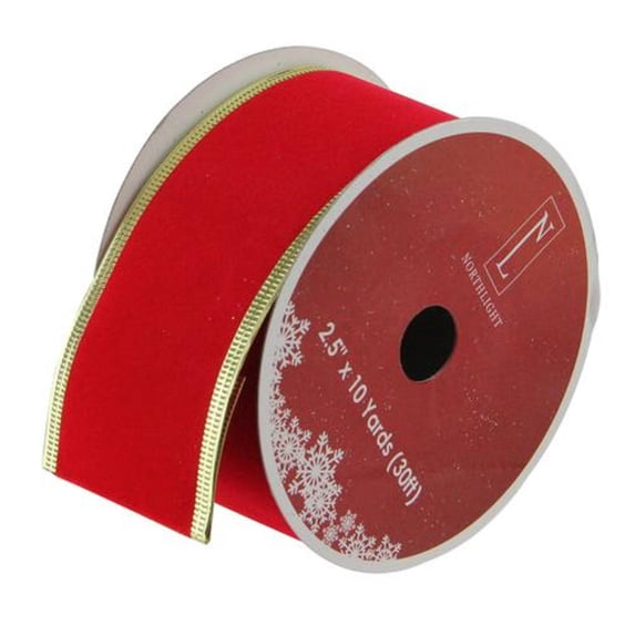 Northlight Solid Bright Red and Gold Wired Christmas Craft Ribbon 2.5 x 10 Yards