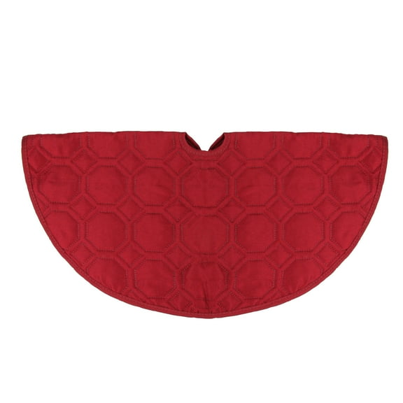 Northlight Solid Quilted Hexagon Pattern Mini Christmas Tree Skirt - 18" - Red