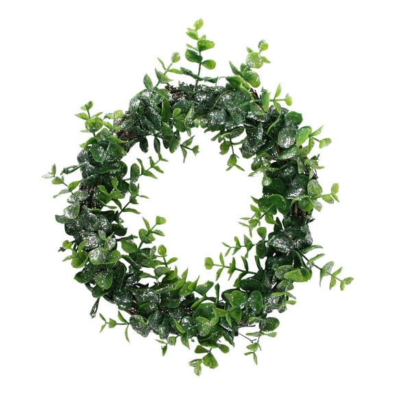 Northlight 8.75" Unlit Sparkling Silver and Green Grass Christmas Wreath
