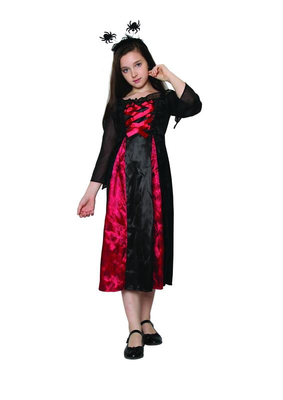 Red and Black Spider Princess Girl Child Halloween Costume - Large