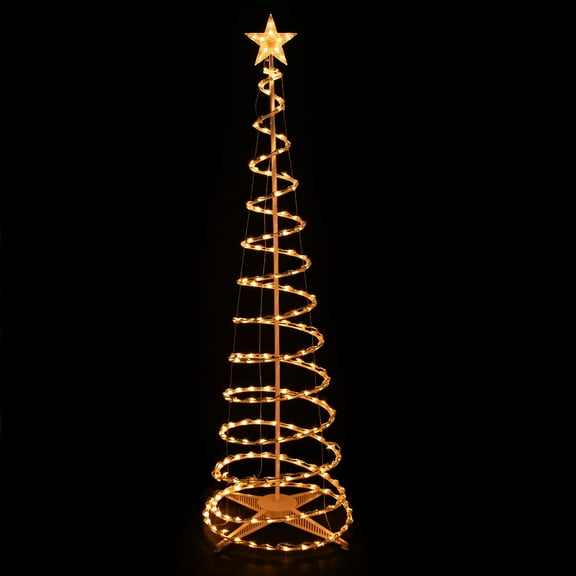 Northlight Spiral Cone Tree Lighted Outdoor Christmas Decoration - 6' - Clear Lights