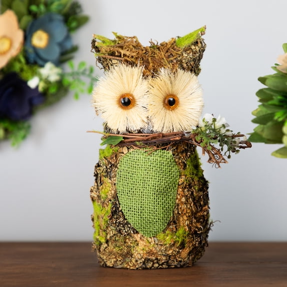 Northlight Spring Floral Owl Standing Figurine - 8.5" - Green