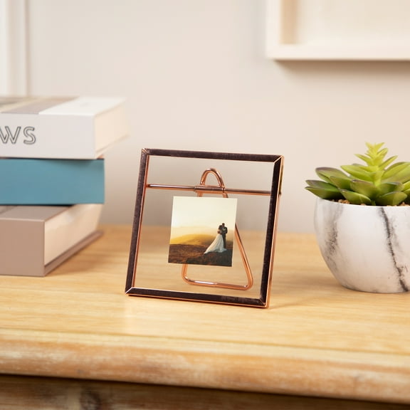 Northlight Square Picture Frame for a 4" x 4" Photo with an Easel Back - 4.25" - Rose Gold