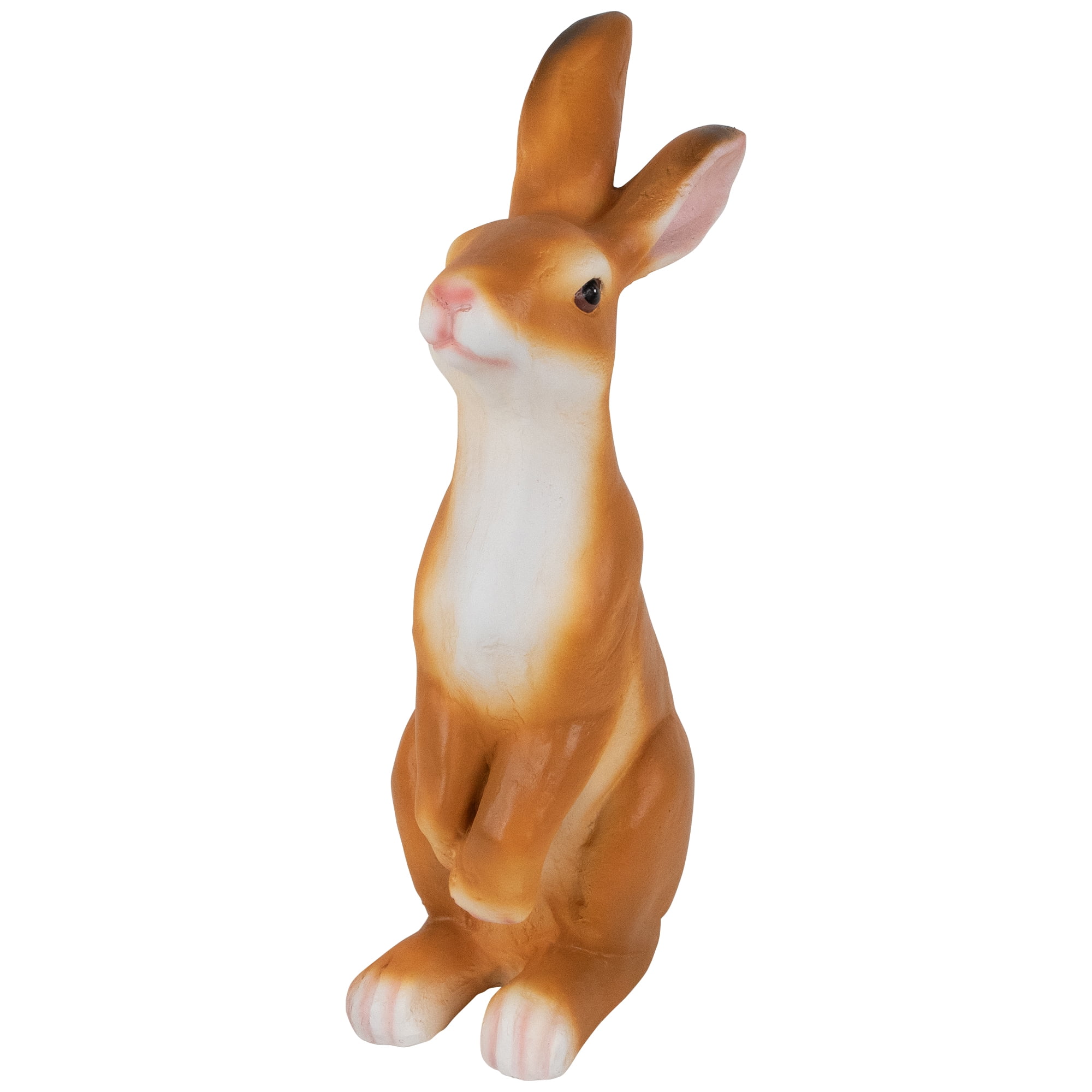 19" Brownish-Orange Resin Curious Bunny Garden Statue
