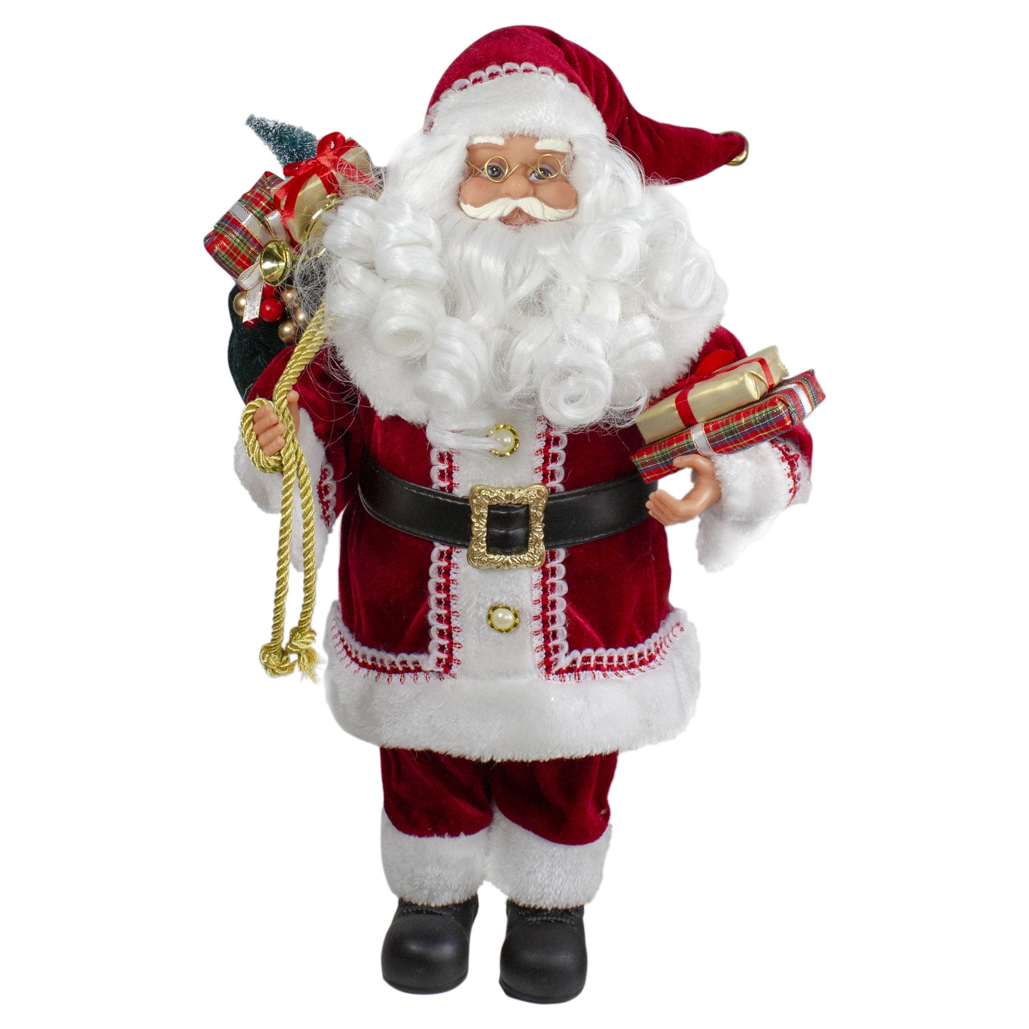 12" Red and White Santa Claus Figurine with Gifts