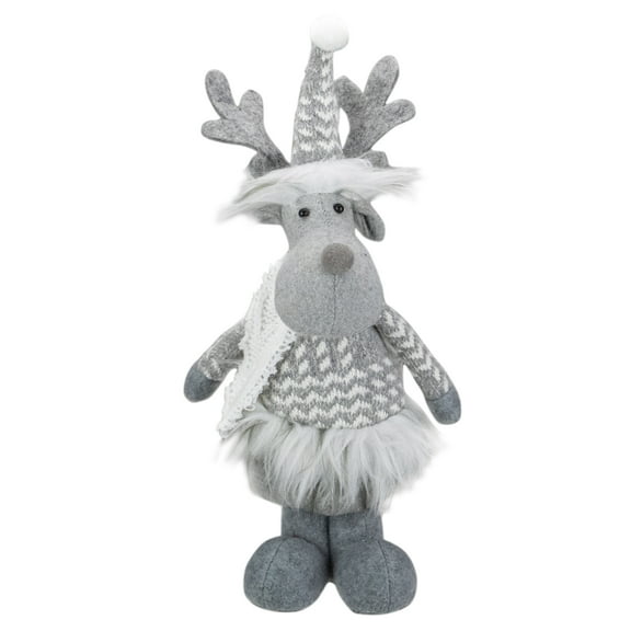 Northlight Standing Moose with Faux Fur Christmas Figure - 12" - Gray and White